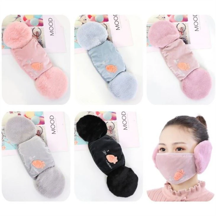 Women's Mouth And Earmuffs Winter Outdoor Cycling Thickening Mask Warm Earmuffs Two In One Ear Protection